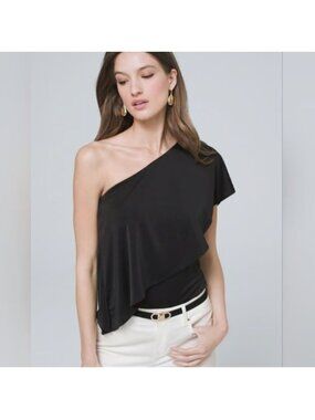 White House Black Market One-Shoulder Top Shirt Blouse Size S Evening Summer
